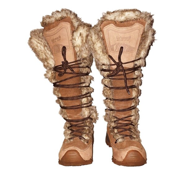 Lafuma Kokta Leather Velvet Feel Warm Fur Winter Snow Boots Brown Sz 6.5 - Picture 4 of 12